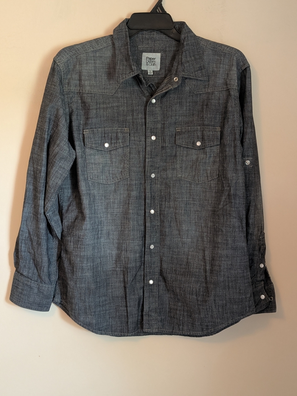 Paper Denim & Cloth Men's Charcoal Snap-Front Button Down Shirt